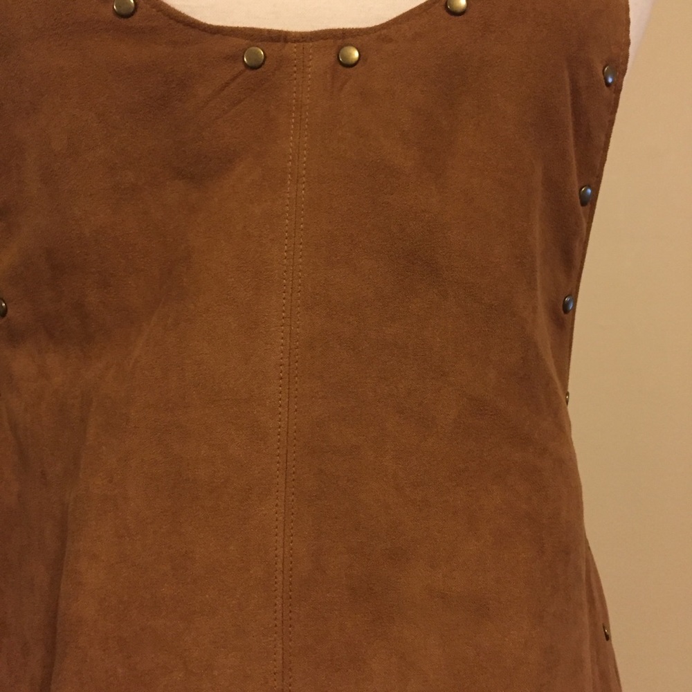 RE:named Overall vegan suede studded  tan dress - Picture 5 of 7